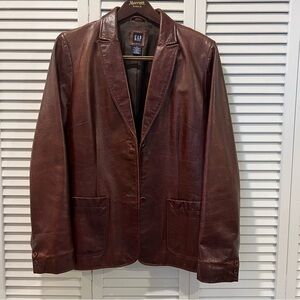 Vintage Gap Brown Leather Jacket Blazer